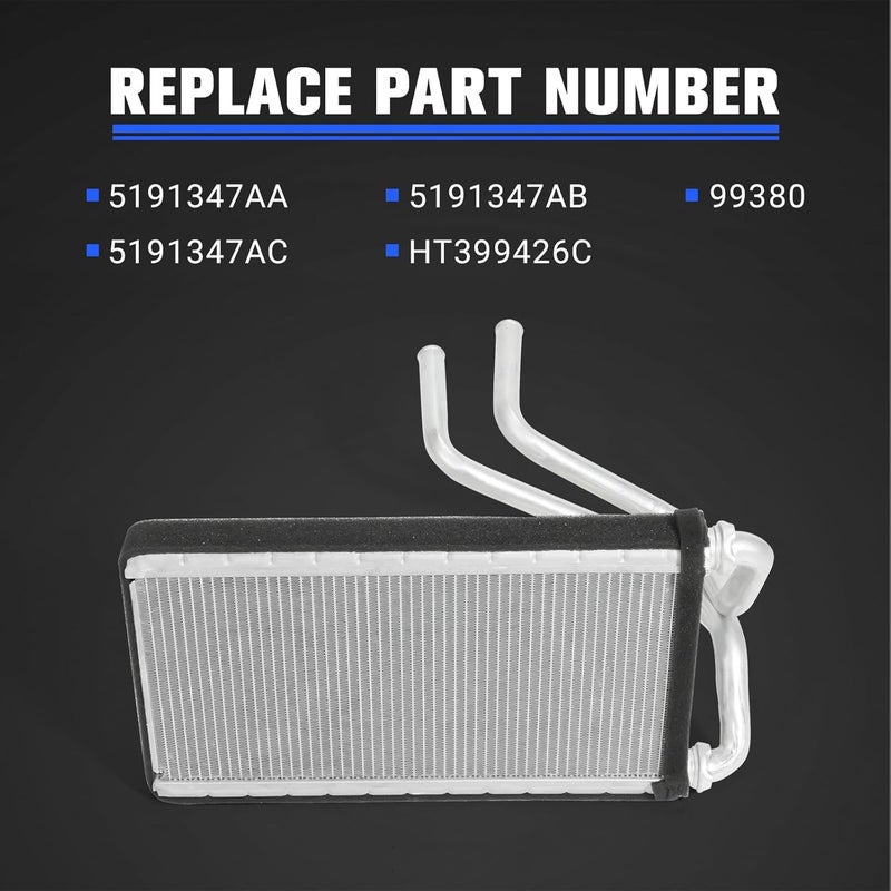 loosoo 99380 HVAC Heater Core Compatible with Dodge Caliber Avenger Journey Chrysler 200 Cirrus Sebring Jeep Compass Patriot 2007-2020, Replace 5191347AA, 5191347AB 5191347AC HT399426C, Aluminum - Image 3